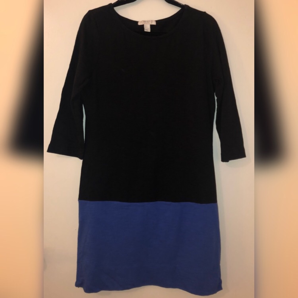 Fitted Black + Blue Dress